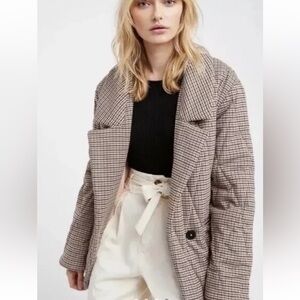 Free People Tawny Plaid Puffer Jacket